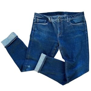 Uniqlo Selvedge Slim Fit Jeans Mens 36x30 Blue Dark Wash Indigo Denim